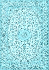 Medallion Light Blue Traditional Rug, tr2647lblu