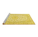 Sideview of Machine Washable Medallion Yellow Traditional Rug, wshtr2647yw