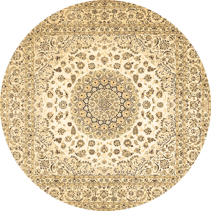 Round Medallion Brown Traditional Rug, tr2648brn