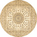 Round Medallion Brown Traditional Rug, tr2648brn