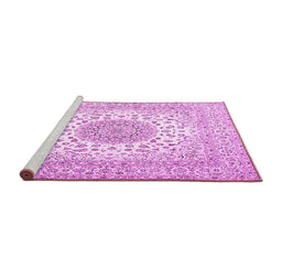Sideview of Machine Washable Medallion Pink Traditional Rug, wshtr2648pnk