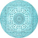 Round Medallion Light Blue Traditional Rug, tr2648lblu