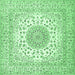 Square Machine Washable Medallion Emerald Green Traditional Area Rugs, wshtr2648emgrn