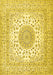 Machine Washable Medallion Yellow Traditional Rug, wshtr2648yw