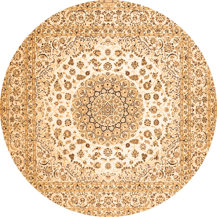 Machine Washable Medallion Orange Traditional Area Rugs, wshtr2648org