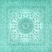 Square Medallion Turquoise Traditional Rug, tr2648turq