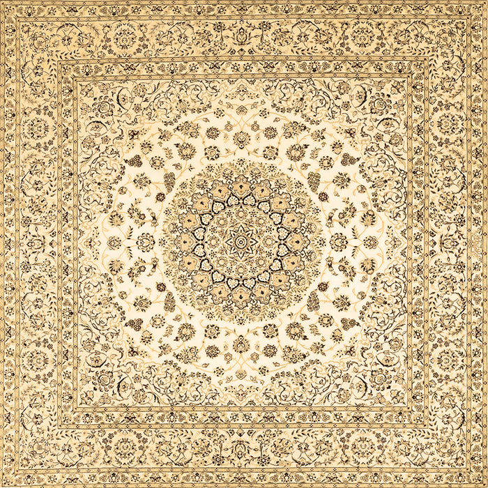Square Machine Washable Medallion Brown Traditional Rug, wshtr2648brn