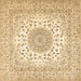 Square Machine Washable Medallion Brown Traditional Rug, wshtr2648brn