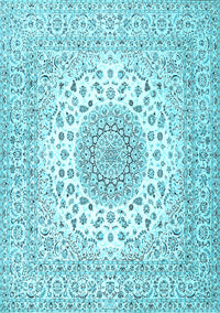 Medallion Light Blue Traditional Rug, tr2648lblu