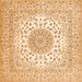 Serging Thickness of Medallion Orange Traditional Rug, tr2648org