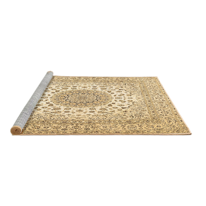 Sideview of Machine Washable Medallion Brown Traditional Rug, wshtr2648brn