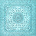 Square Medallion Light Blue Traditional Rug, tr2648lblu