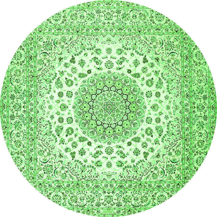 Machine Washable Medallion Green Traditional Area Rugs, wshtr2648grn