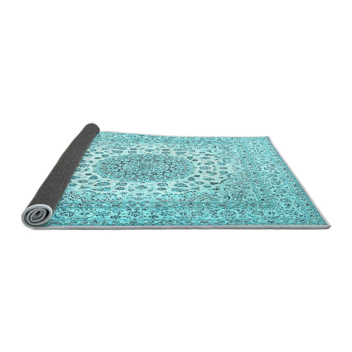 Sideview of Medallion Light Blue Traditional Rug, tr2648lblu