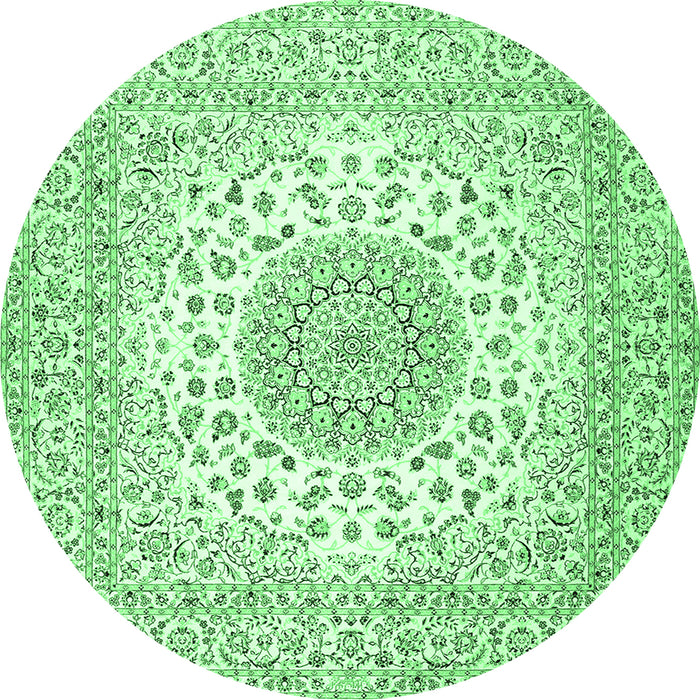 Round Medallion Emerald Green Traditional Rug, tr2648emgrn