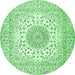 Round Medallion Emerald Green Traditional Rug, tr2648emgrn