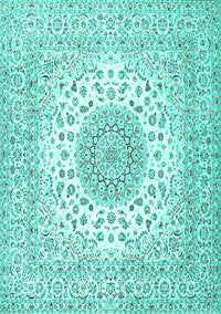 Medallion Turquoise Traditional Rug, tr2648turq