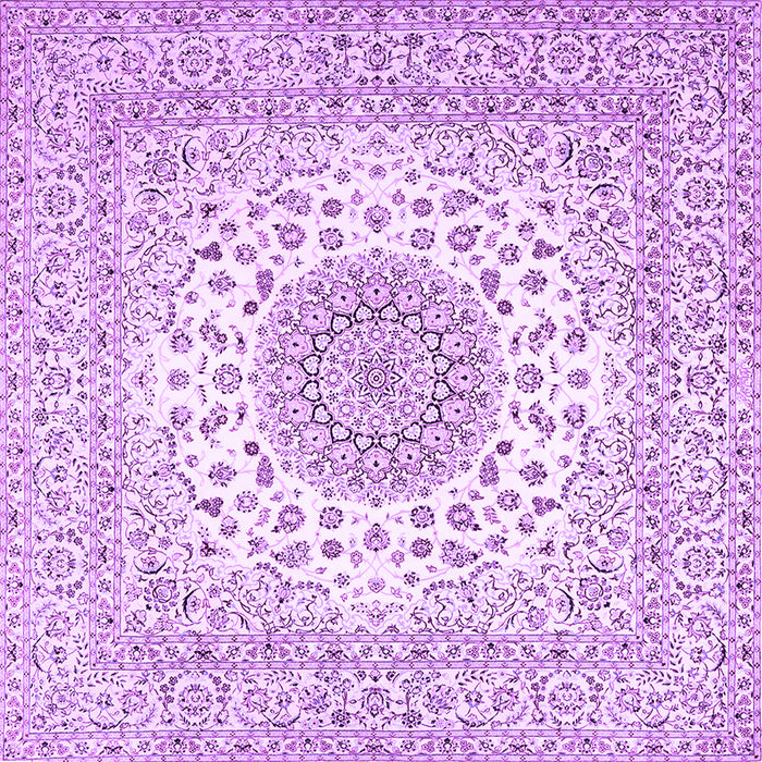 Square Machine Washable Medallion Purple Traditional Area Rugs, wshtr2648pur