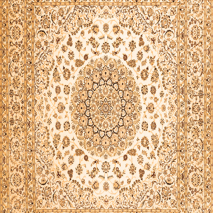 Serging Thickness of Machine Washable Medallion Orange Traditional Area Rugs, wshtr2648org