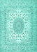 Machine Washable Medallion Turquoise Traditional Area Rugs, wshtr2648turq