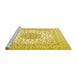 Sideview of Machine Washable Medallion Yellow Traditional Rug, wshtr2648yw