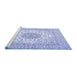 Sideview of Machine Washable Medallion Blue Traditional Rug, wshtr2648blu