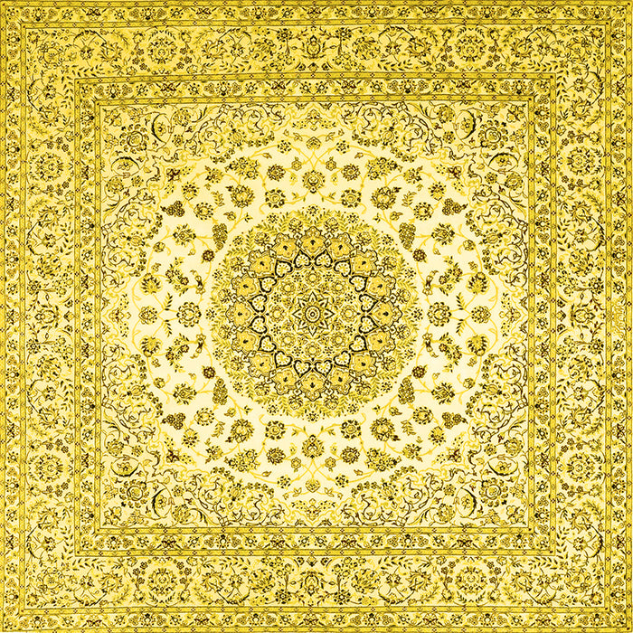 Square Medallion Yellow Traditional Rug, tr2648yw