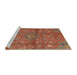 Sideview of Machine Washable Traditional Orange Brown Rug, wshtr2649