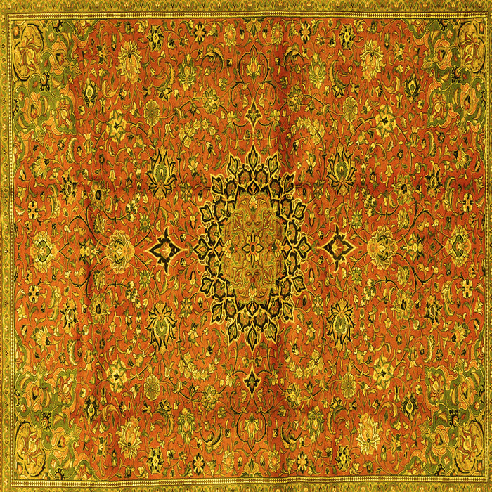 Square Medallion Yellow Traditional Rug, tr2649yw