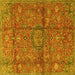 Square Medallion Yellow Traditional Rug, tr2649yw