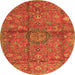 Square Medallion Orange Traditional Rug, tr2649org