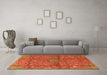 Machine Washable Medallion Orange Traditional Area Rugs in a Living Room, wshtr2649org