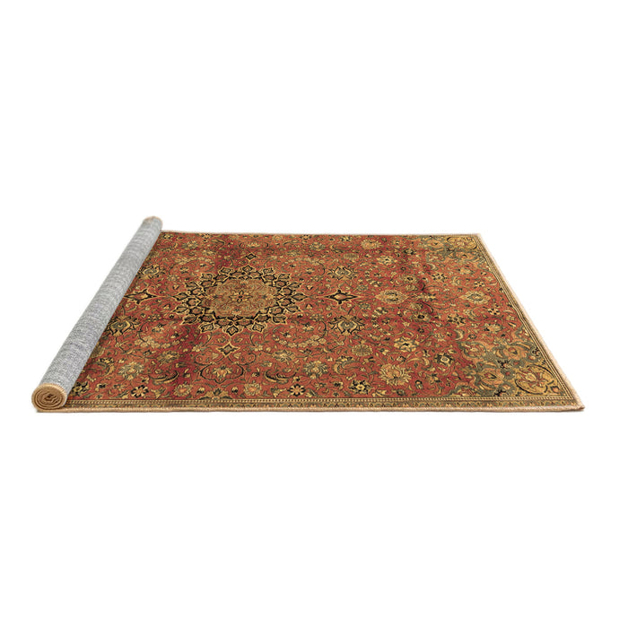Sideview of Machine Washable Medallion Brown Traditional Rug, wshtr2649brn