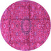 Round Medallion Pink Traditional Rug, tr2649pnk