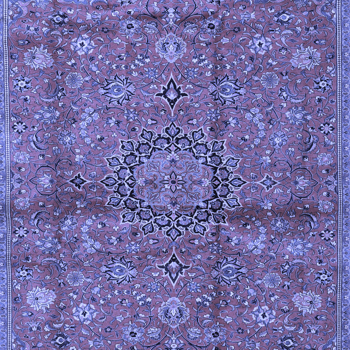 Machine Washable Medallion Blue Traditional Rug, wshtr2649blu