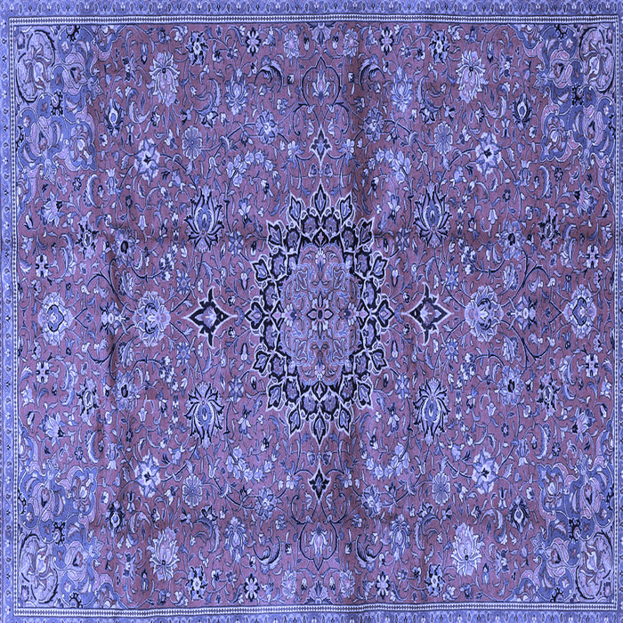 Square Machine Washable Medallion Blue Traditional Rug, wshtr2649blu