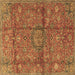 Square Machine Washable Medallion Brown Traditional Rug, wshtr2649brn