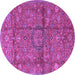 Round Medallion Purple Traditional Rug, tr2649pur