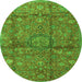 Machine Washable Medallion Green Traditional Area Rugs, wshtr2649grn