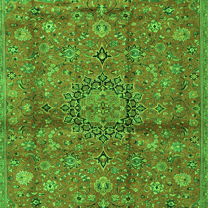 Serging Thickness of Machine Washable Medallion Green Traditional Area Rugs, wshtr2649grn