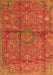 Serging Thickness of Machine Washable Medallion Orange Traditional Area Rugs, wshtr2649org