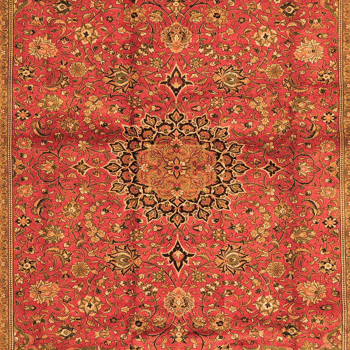 Serging Thickness of Machine Washable Medallion Orange Traditional Area Rugs, wshtr2649org