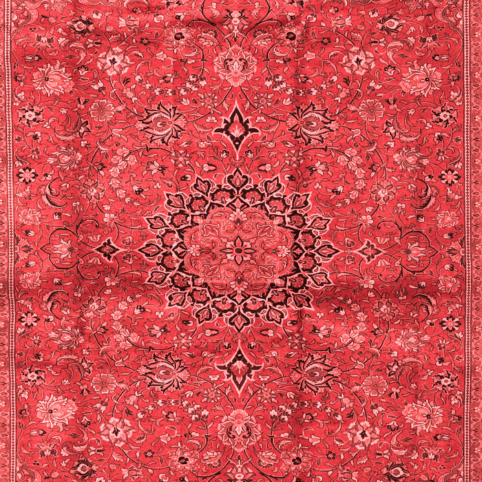 Machine Washable Medallion Red Traditional Rug, wshtr2649red