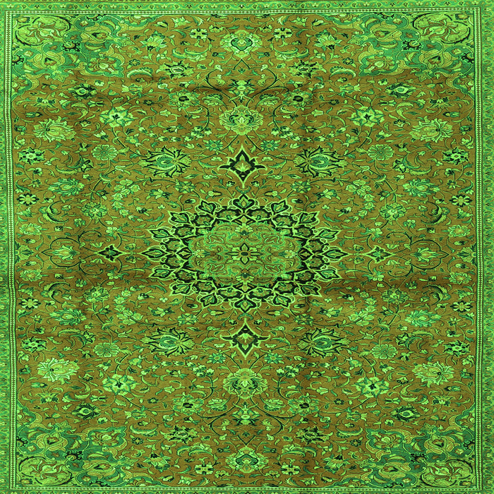 Round Machine Washable Medallion Green Traditional Area Rugs, wshtr2649grn
