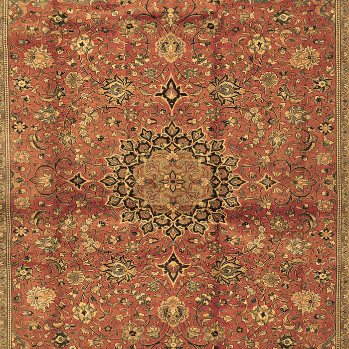 Machine Washable Medallion Brown Traditional Rug, wshtr2649brn