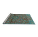 Sideview of Machine Washable Medallion Light Blue Traditional Rug, wshtr2649lblu