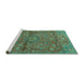 Sideview of Machine Washable Medallion Turquoise Traditional Area Rugs, wshtr2649turq