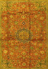 Medallion Yellow Traditional Rug, tr2649yw