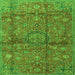 Serging Thickness of Medallion Green Traditional Rug, tr2649grn