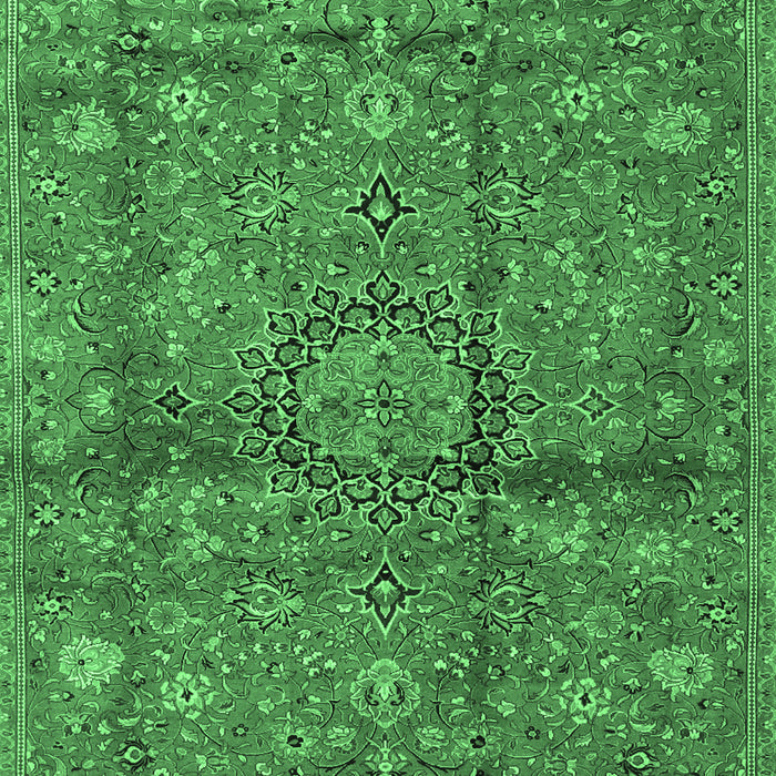 Machine Washable Medallion Emerald Green Traditional Area Rugs, wshtr2649emgrn